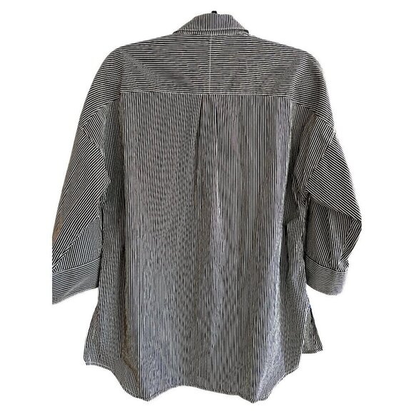 Women's Classic Navy White Nautical Tommy Bahama Button Down Shirt Size Medium - Picture 5 of 8